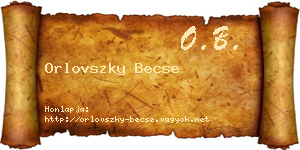 Orlovszky Becse névjegykártya
